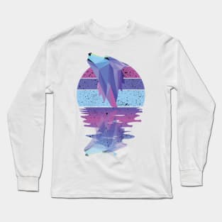 Vintage wolf reflected on lights of Long Sleeve T-Shirt